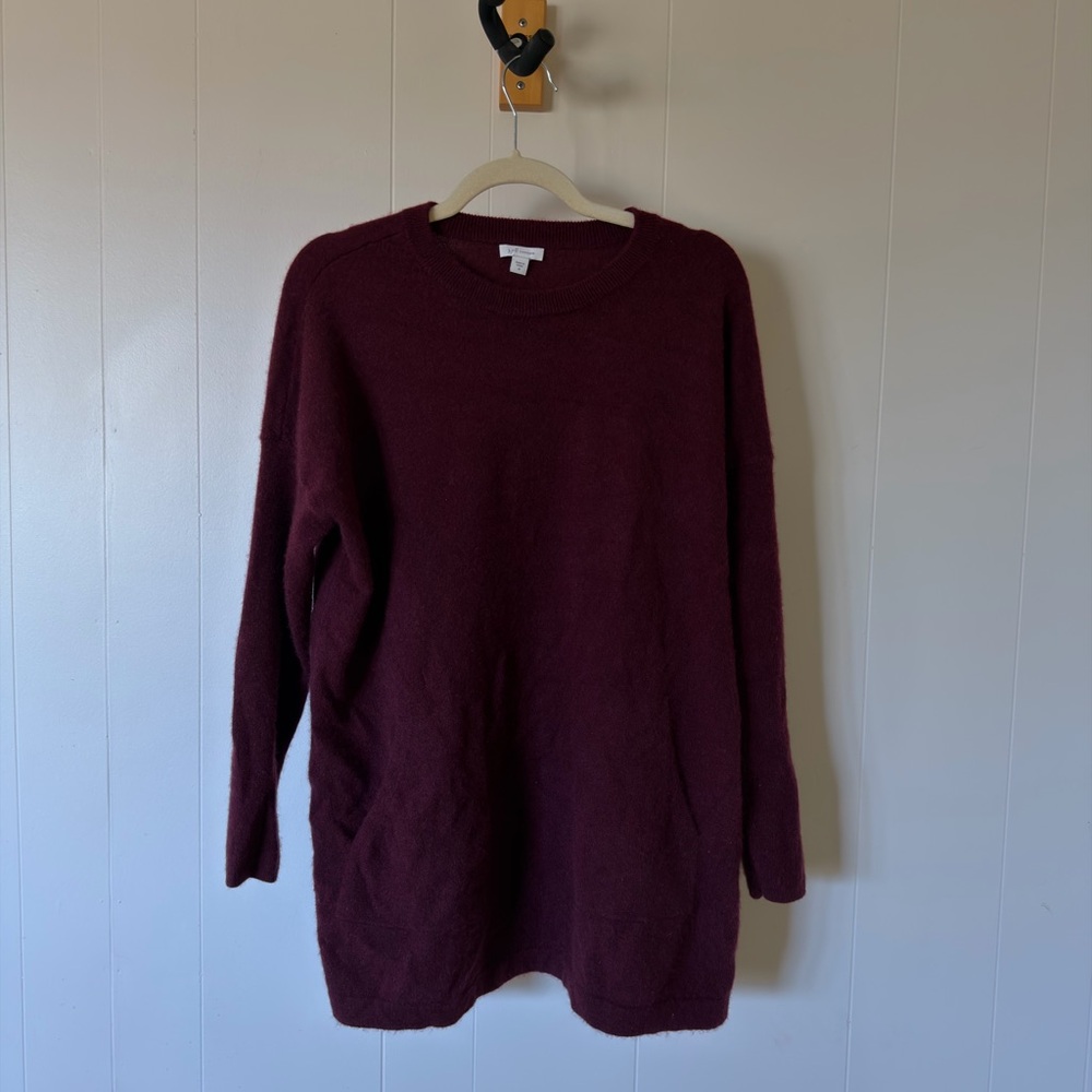 J. Jill Rich Burgundy Cashmere Crew Neck Sweater